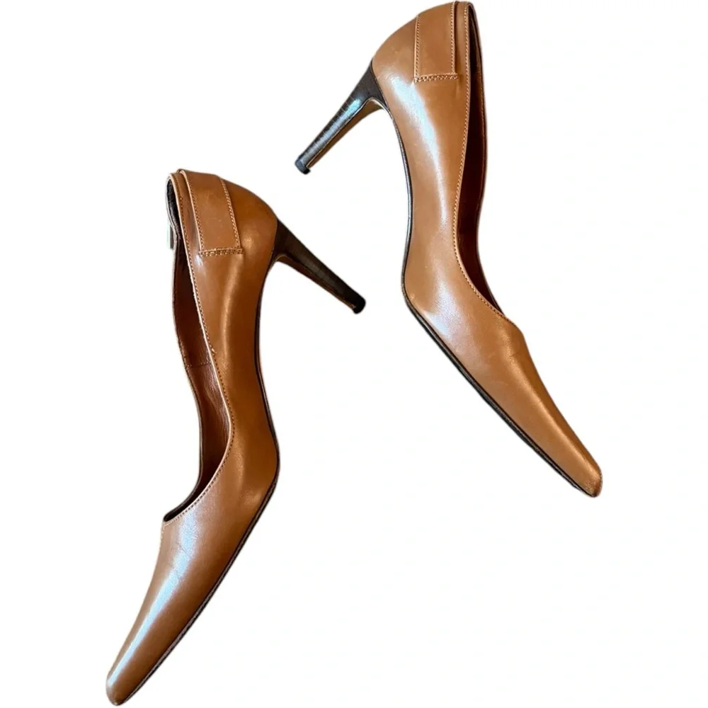 Yves Saint Laurent YSL Vintage Brown Buckle Leather Heels